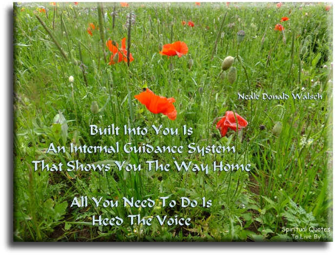 Neale Donald Walsch quote: Built into you is an internal guidance system that shows you the way home. All you need to do is heed the voice. Spiritual Quotes To Live By